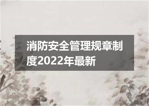 消防安全管理规章制度2022年最新