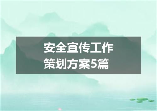安全宣传工作策划方案5篇