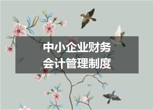 中小企业财务会计管理制度
