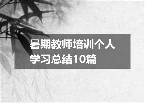 暑期教师培训个人学习总结10篇