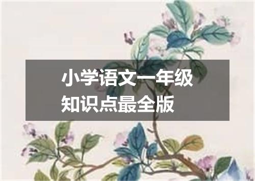 小学语文一年级知识点最全版
