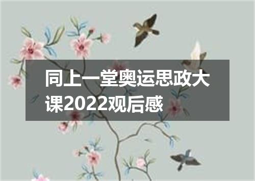 同上一堂奥运思政大课2022观后感