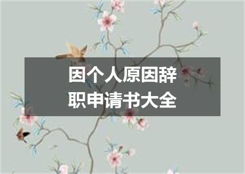 因个人原因辞职申请书大全