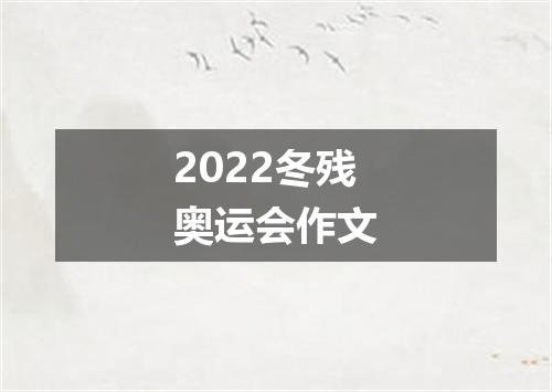 2022冬残奥运会作文