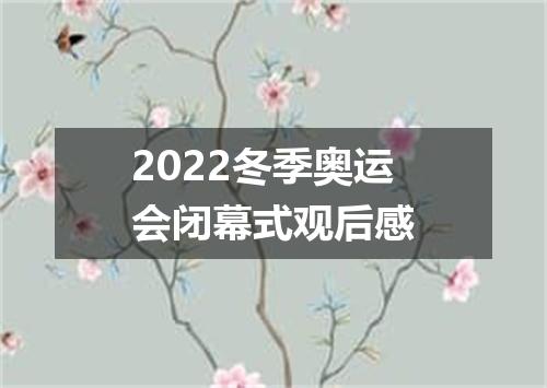 2022冬季奥运会闭幕式观后感