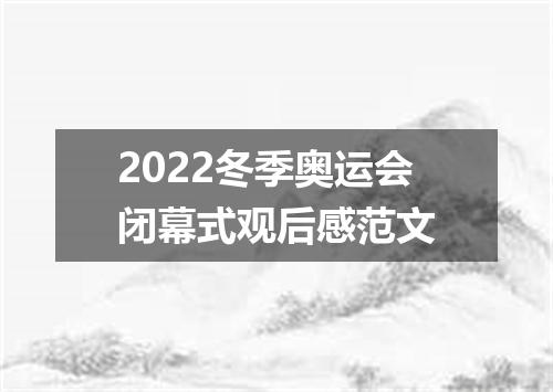 2022冬季奥运会闭幕式观后感范文