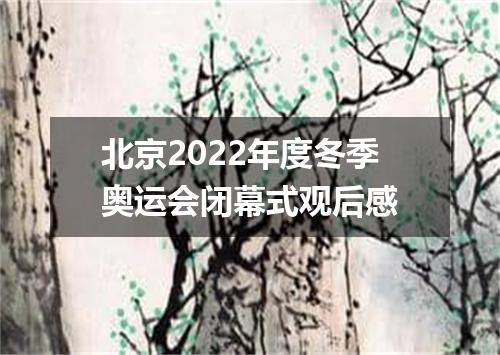 北京2022年度冬季奥运会闭幕式观后感