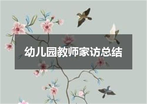幼儿园教师家访总结