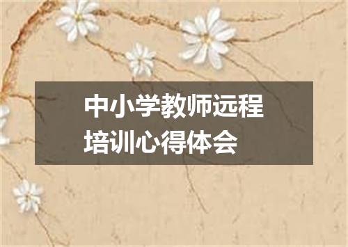 中小学教师远程培训心得体会