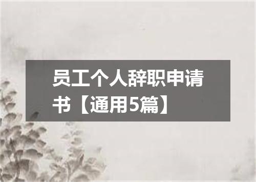 员工个人辞职申请书【通用5篇】