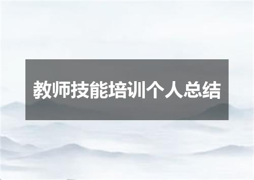 教师技能培训个人总结