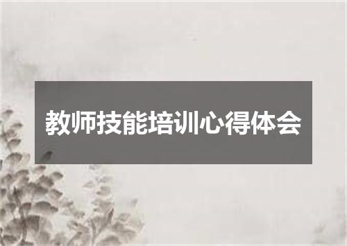 教师技能培训心得体会