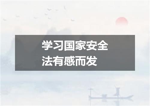 学习国家安全法有感而发