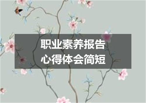 职业素养报告心得体会简短