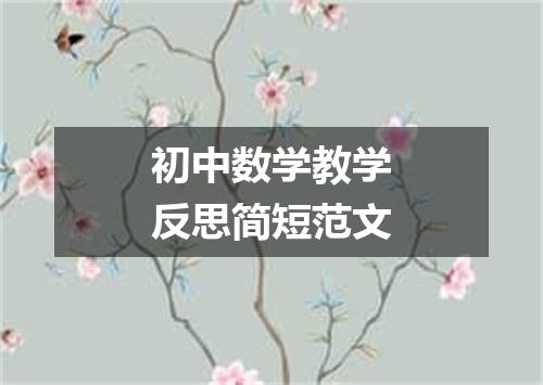 初中数学教学反思简短范文