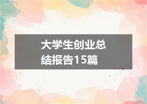 大学生创业总结报告15篇