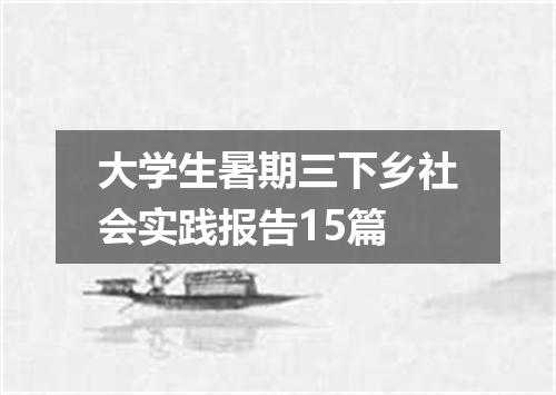 大学生暑期三下乡社会实践报告15篇