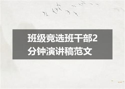 班级竞选班干部2分钟演讲稿范文