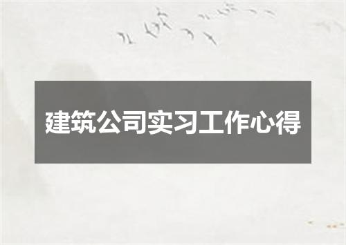 建筑公司实习工作心得