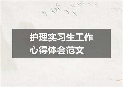 护理实习生工作心得体会范文