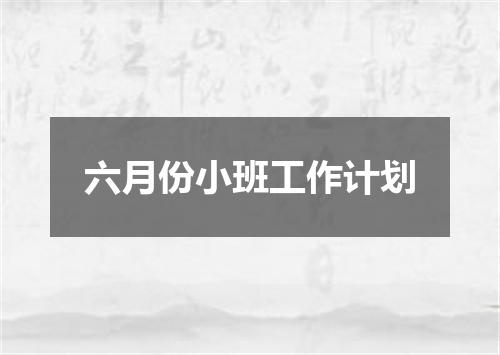 六月份小班工作计划