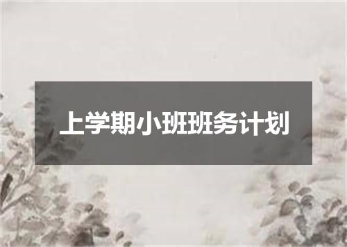 上学期小班班务计划