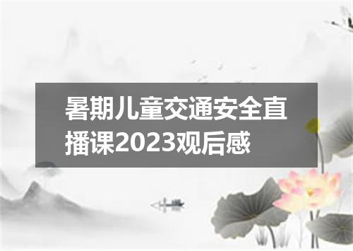 暑期儿童交通安全直播课2023观后感