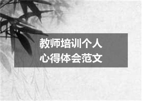 教师培训个人心得体会范文