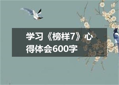 学习《榜样7》心得体会600字
