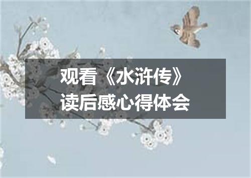 观看《水浒传》读后感心得体会