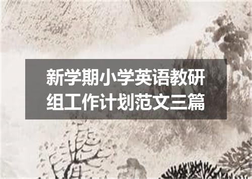 新学期小学英语教研组工作计划范文三篇