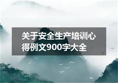 关于安全生产培训心得例文900字大全