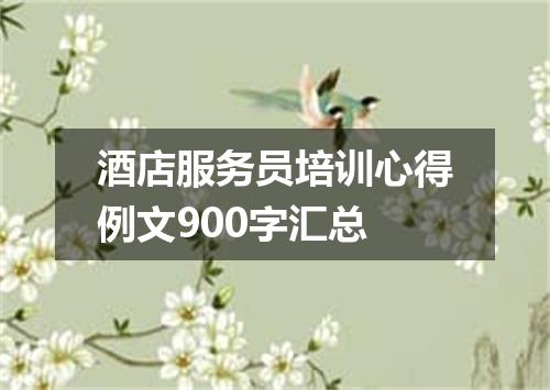 酒店服务员培训心得例文900字汇总
