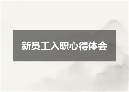新员工入职心得体会