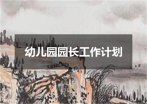 幼儿园园长工作计划