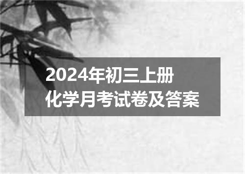 2024年初三上册化学月考试卷及答案