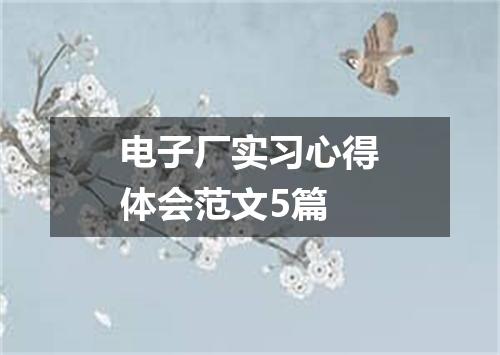 电子厂实习心得体会范文5篇