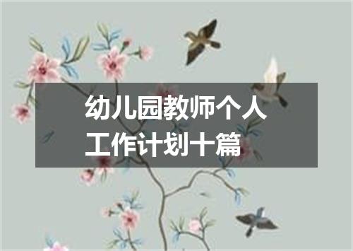 幼儿园教师个人工作计划十篇