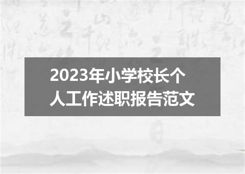 2023年小学校长个人工作述职报告范文