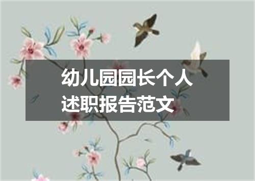 幼儿园园长个人述职报告范文