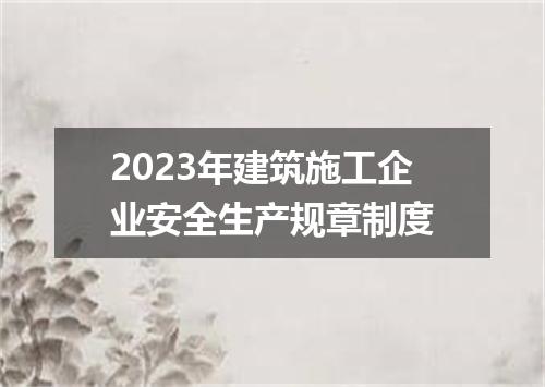 2023年建筑施工企业安全生产规章制度