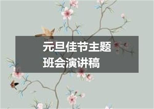 元旦佳节主题班会演讲稿