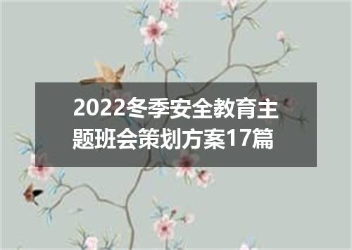 2022冬季安全教育主题班会策划方案17篇
