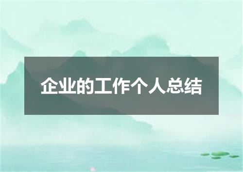 企业的工作个人总结
