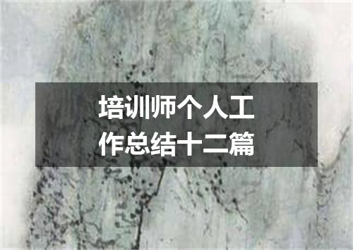 培训师个人工作总结十二篇