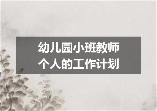 幼儿园小班教师个人的工作计划