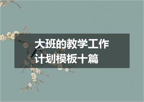 大班的教学工作计划模板十篇