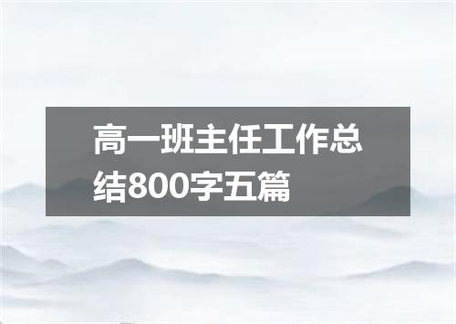 高一班主任工作总结800字五篇
