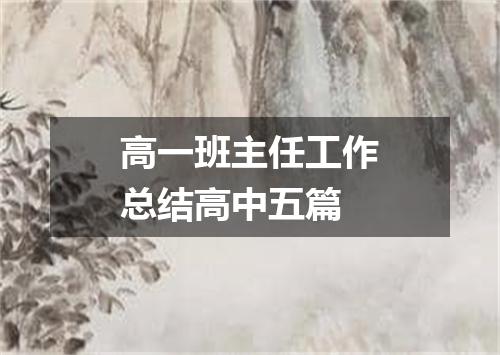 高一班主任工作总结高中五篇
