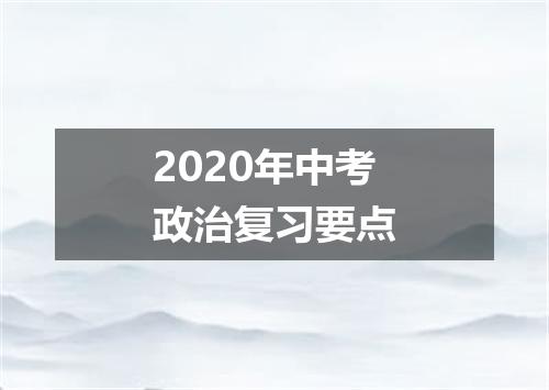2020年中考政治复习要点